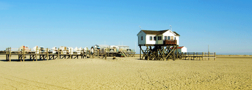 Pfahlhäuser auf hohen Stelzen stehend sind über den gesamten Strand verteilt  istock.com/EdnaM