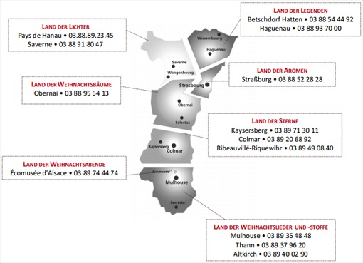 W&auml;hrend der Weihnachtszeit unterteilt sich das Elsass in sieben L&auml;nder